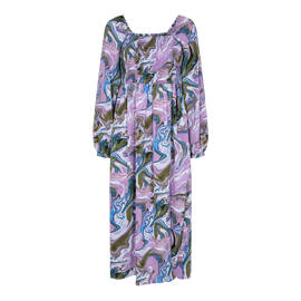 GRO LS DRESS ARMY LAVENDER MARBLE